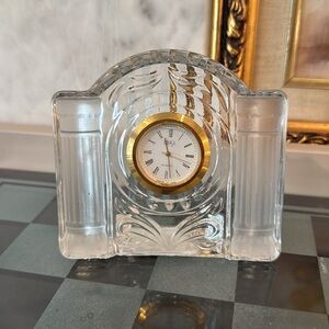 Mikasa 4" Crystal COTILLION FROST Quartz Mantle/Desk Clock